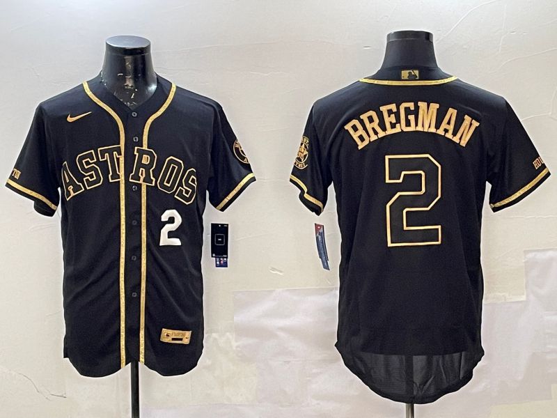 Men Houston Astros #2 Bregman Black Gold Elite 2025 Nike MLB Jersey style 5